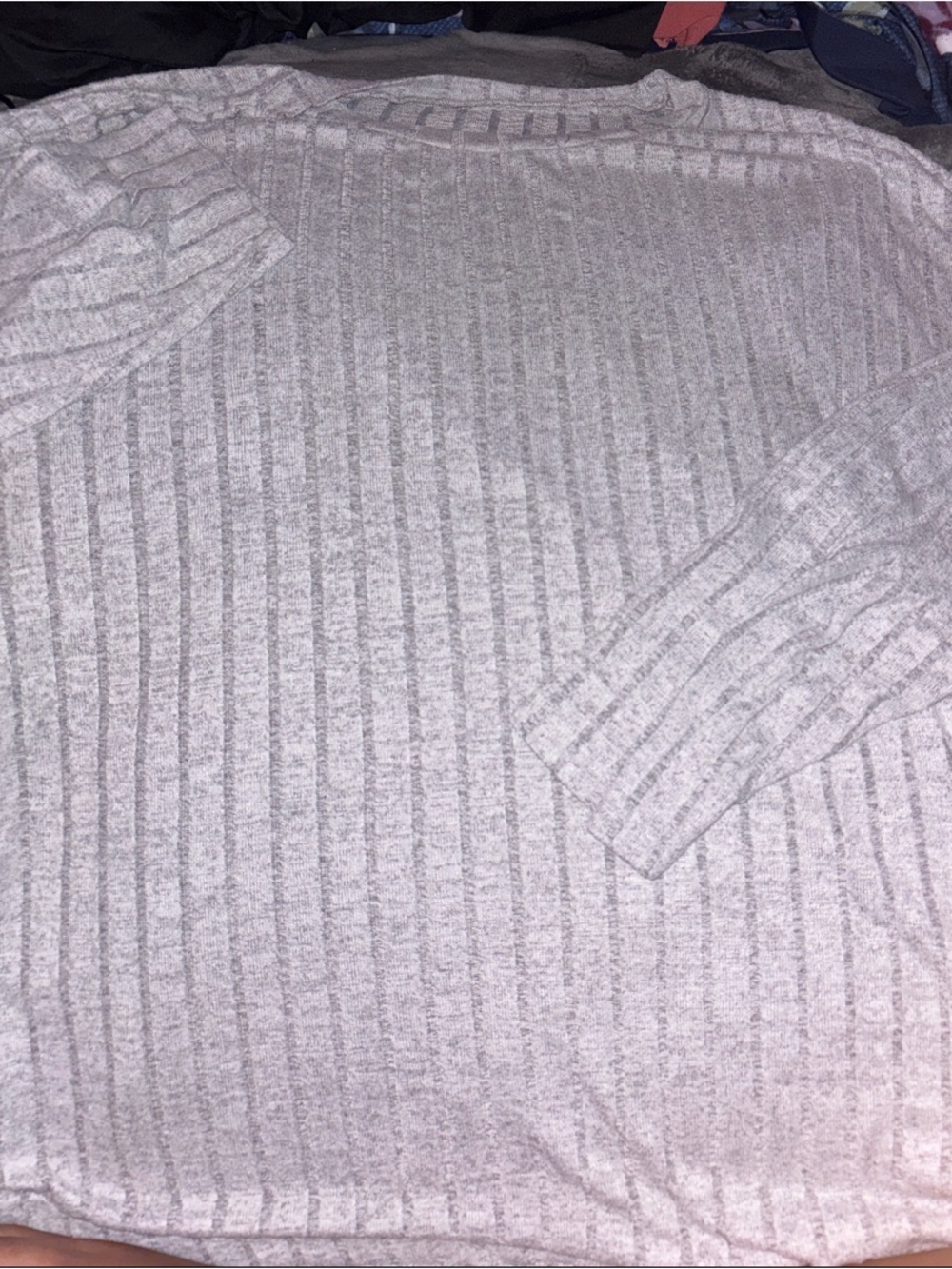 SHEIN Light Gray Ribbed Crewneck Sweater